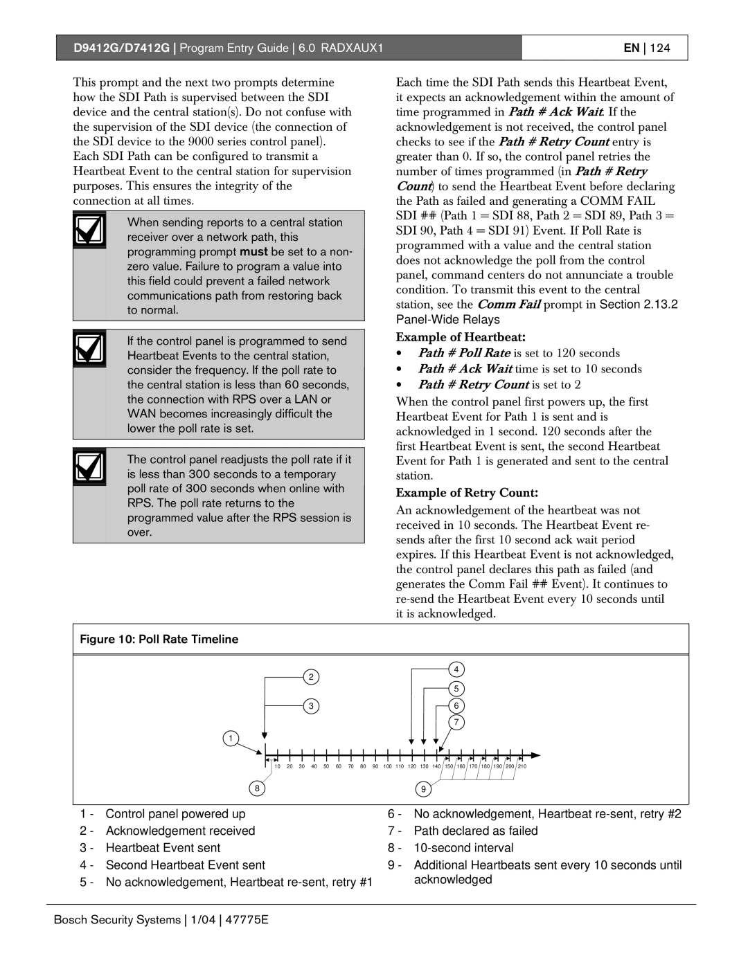 Bosch Appliances D9412G, D7412G manual Path # Retry Count is set to, Poll Rate Timeline 