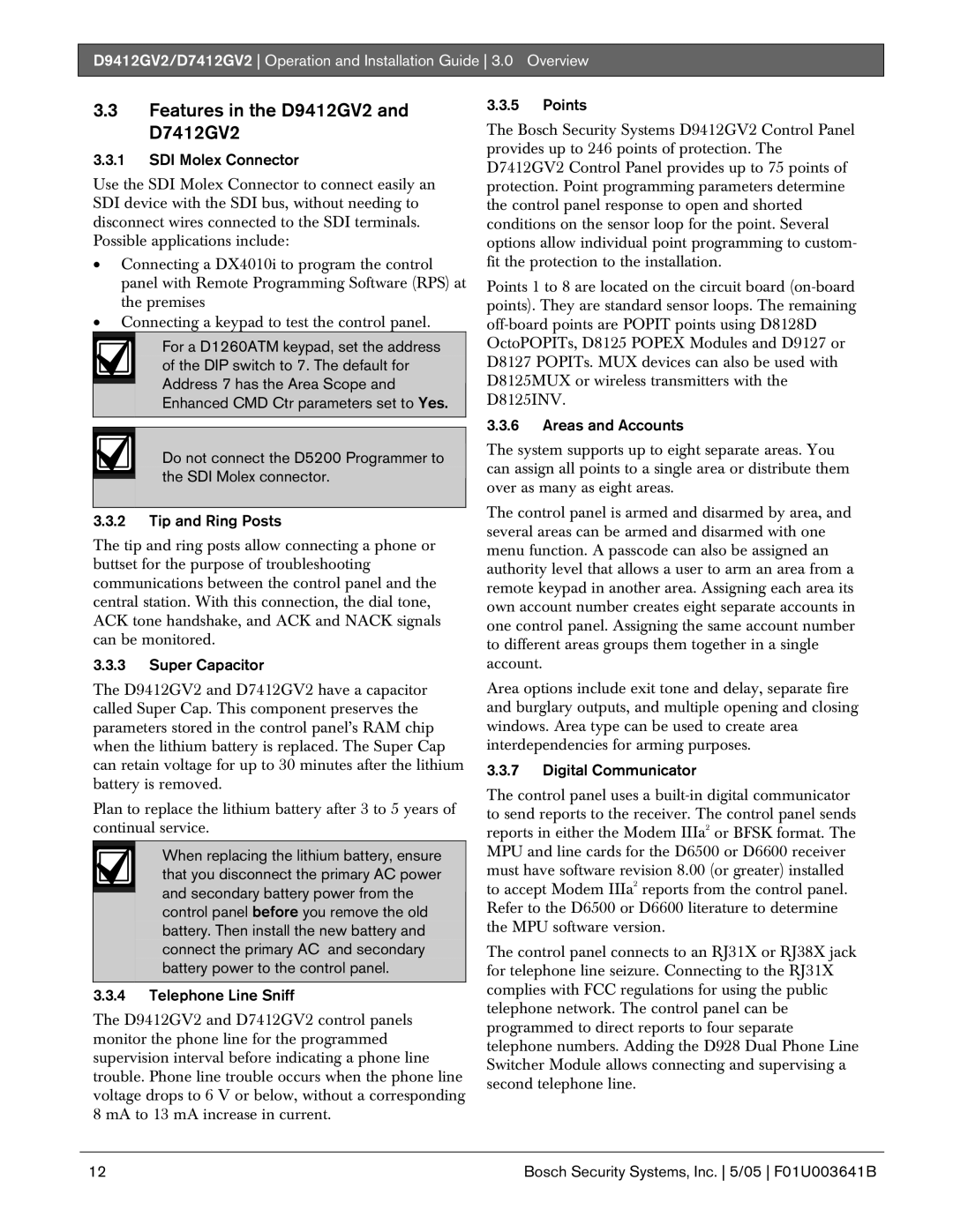 Bosch Appliances manual Features in the D9412GV2 and D7412GV2 