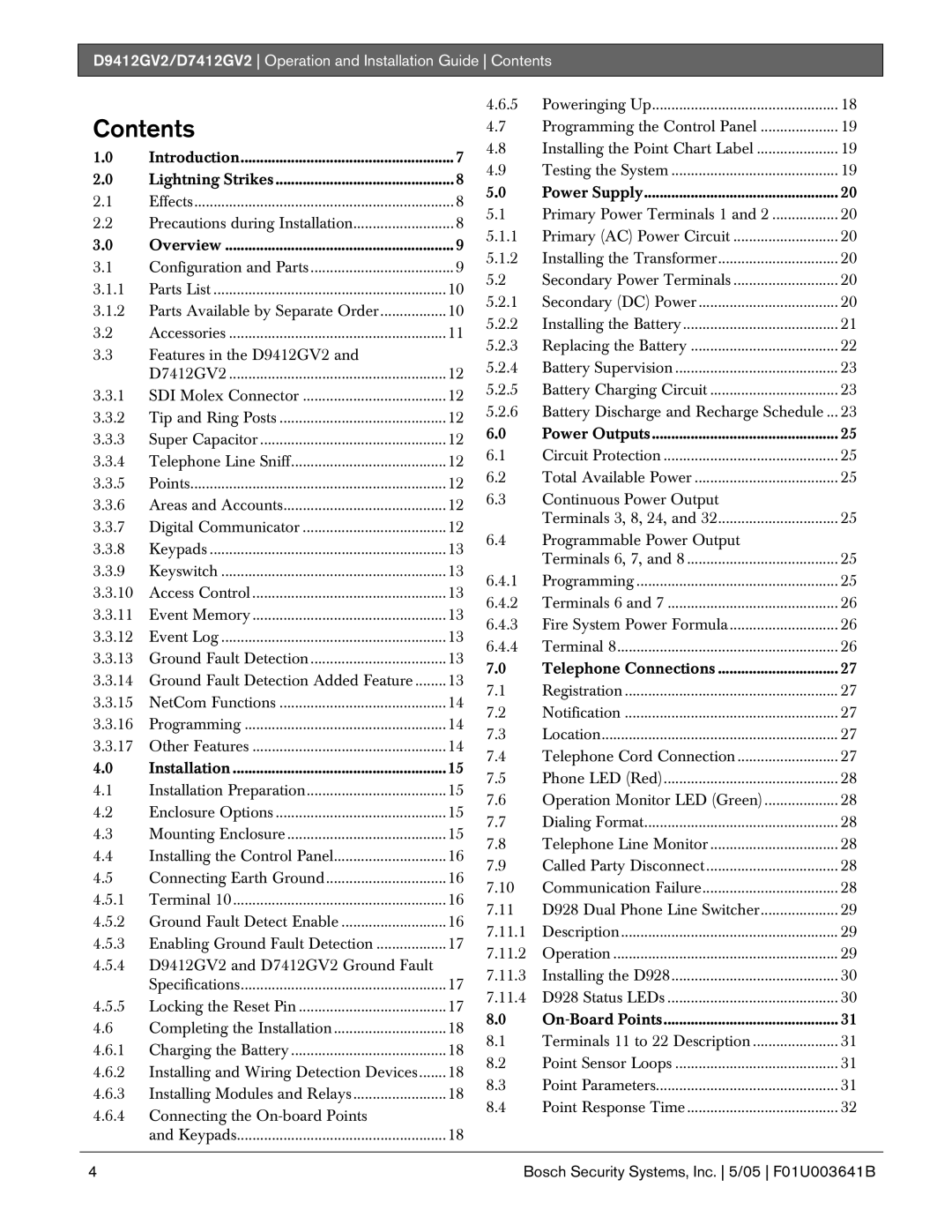 Bosch Appliances D9412GV2 manual Contents 