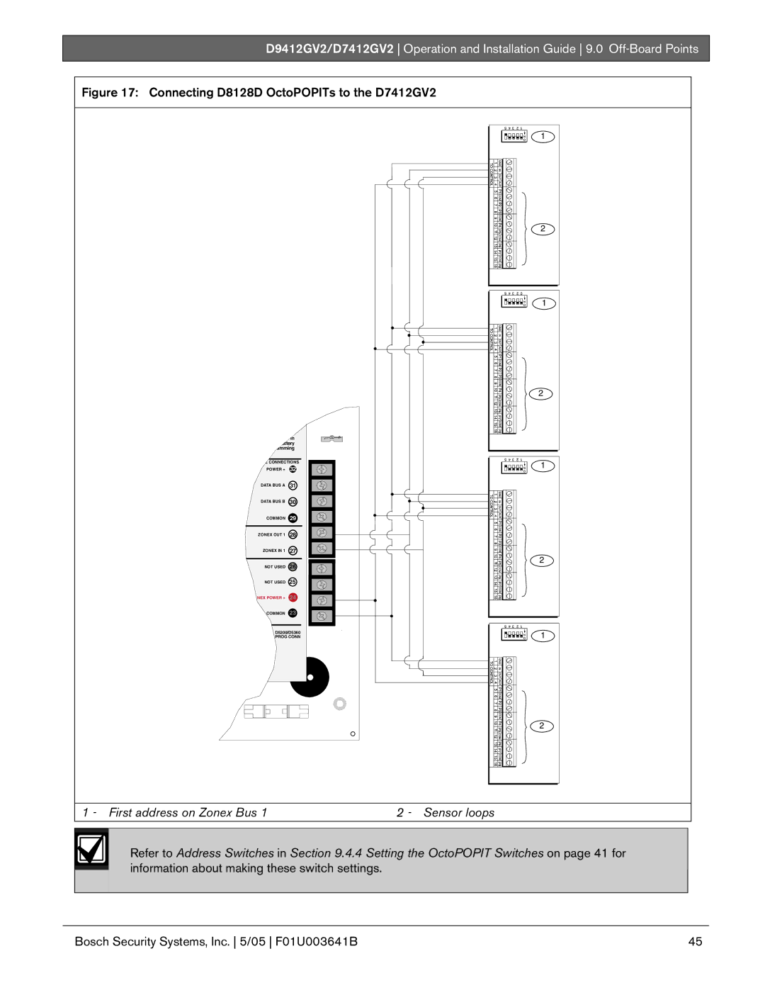 Bosch Appliances D9412GV2 manual First address on Zonex Bus Sensor loops 