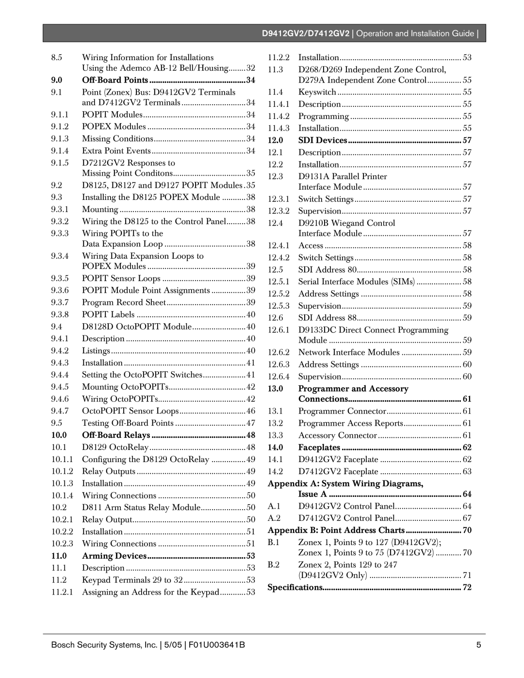 Bosch Appliances manual D9412GV2/D7412GV2 Operation and Installation Guide 