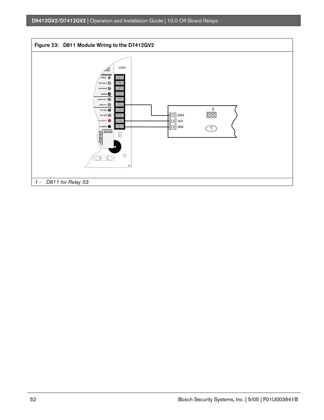 Bosch Appliances D9412GV2 manual D811 for Relay 