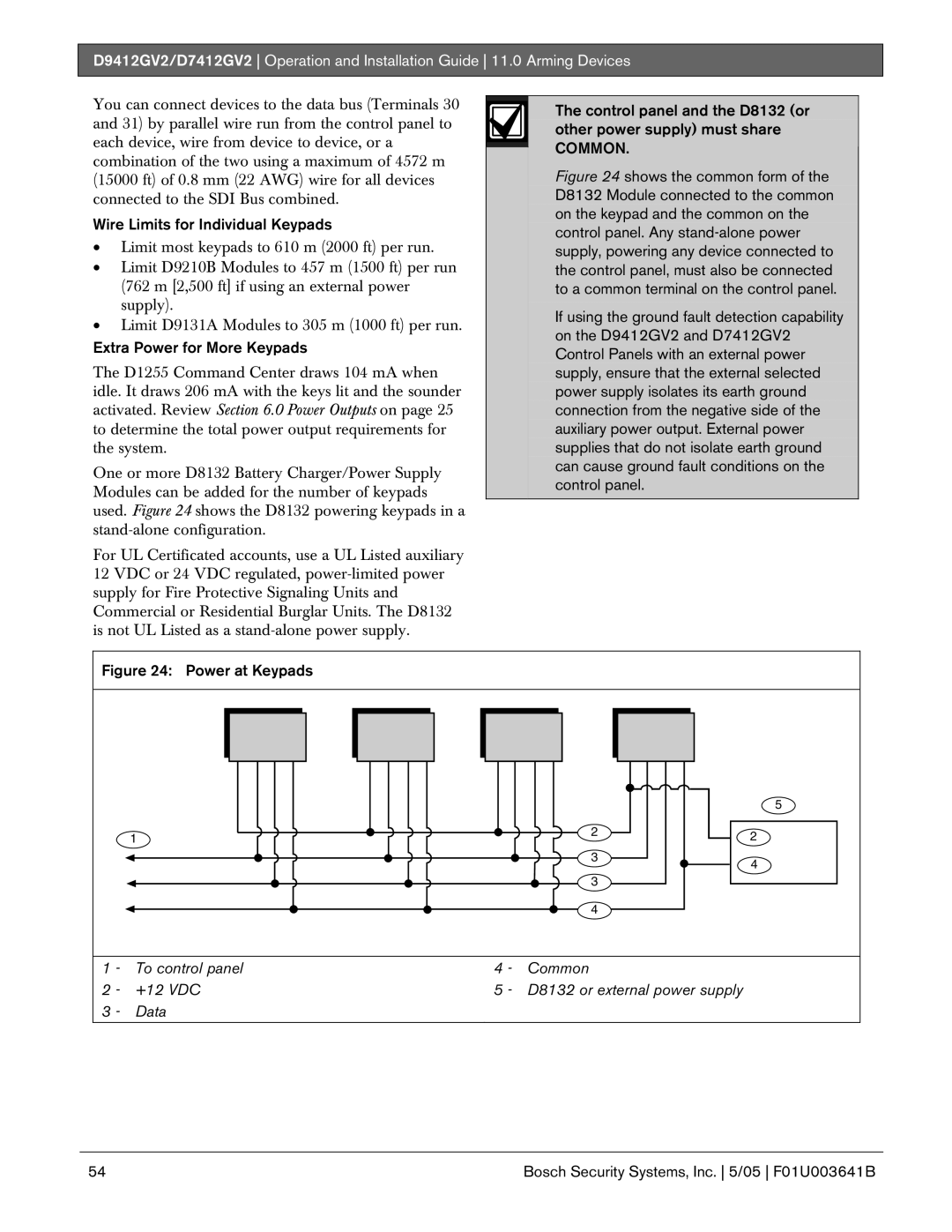 Bosch Appliances D9412GV2 manual Wire Limits for Individual Keypads, Extra Power for More Keypads 