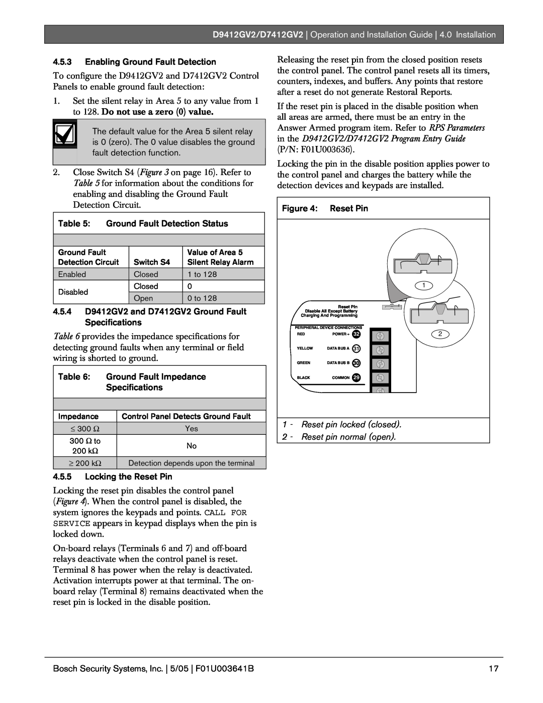 Bosch Appliances D9412GV2 manual 4.5.3Enabling Ground Fault Detection 