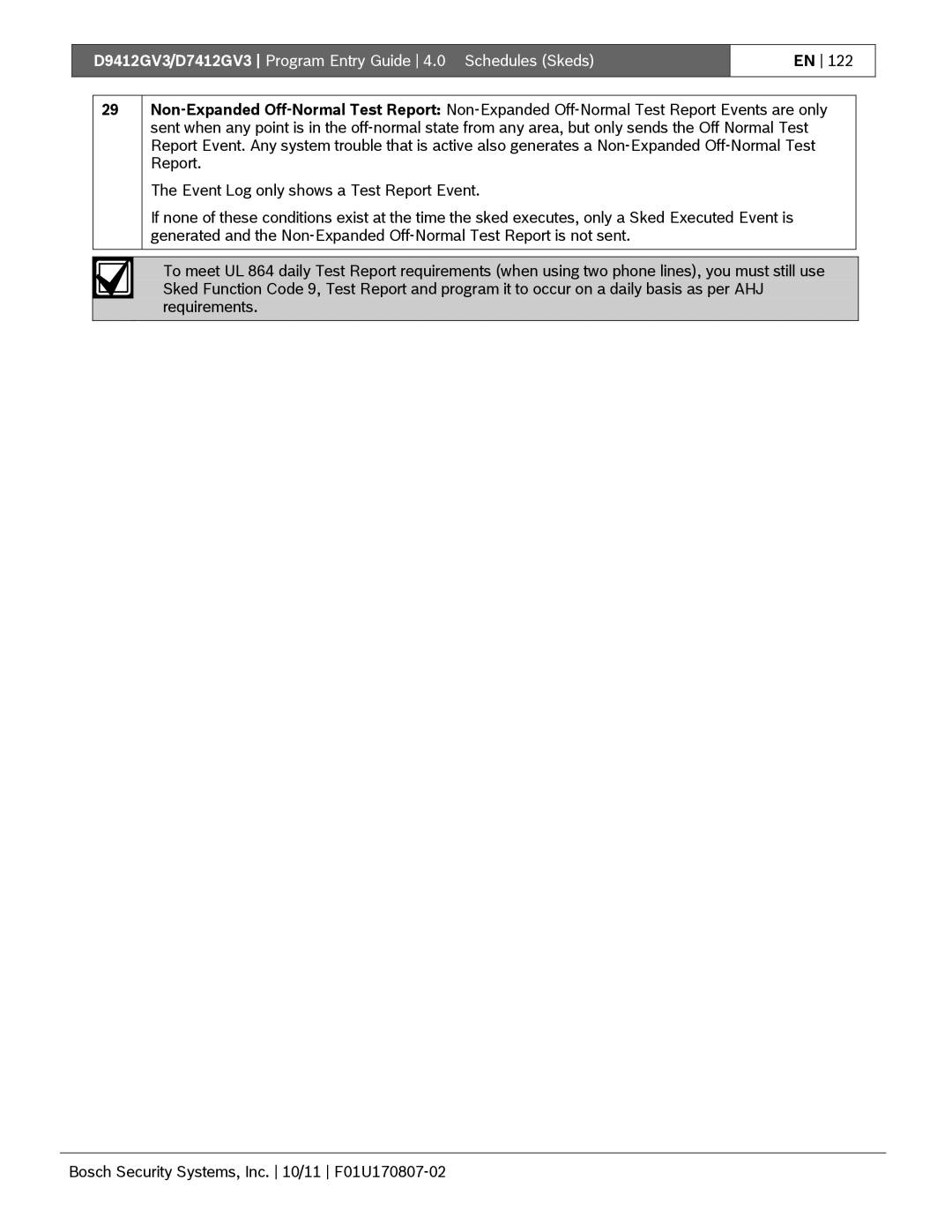 Bosch Appliances manual D9412GV3/D7412GV3 Program Entry Guide 4.0 Schedules Skeds 