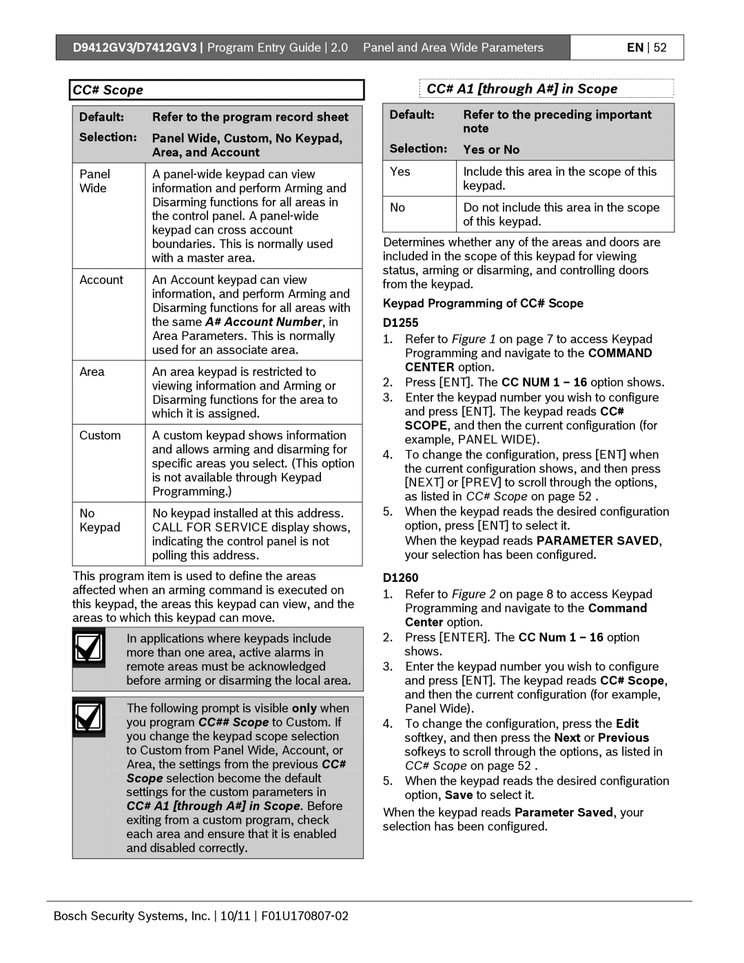 Bosch Appliances D9412GV3 manual CC# Scope, CC# A1 through A# in Scope, Same A# Account Number 