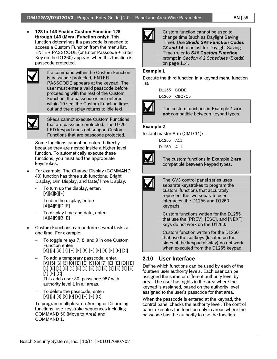 Bosch Appliances D9412GV3 manual User Interface, Example 