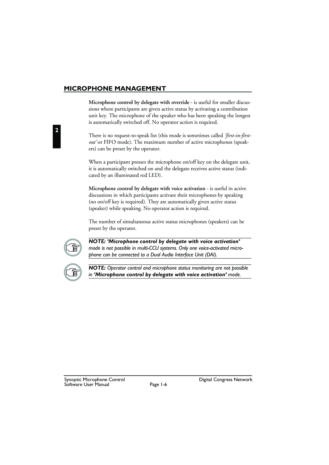 Bosch Appliances DCN Synoptic Microphone Control user manual Microphone Management 