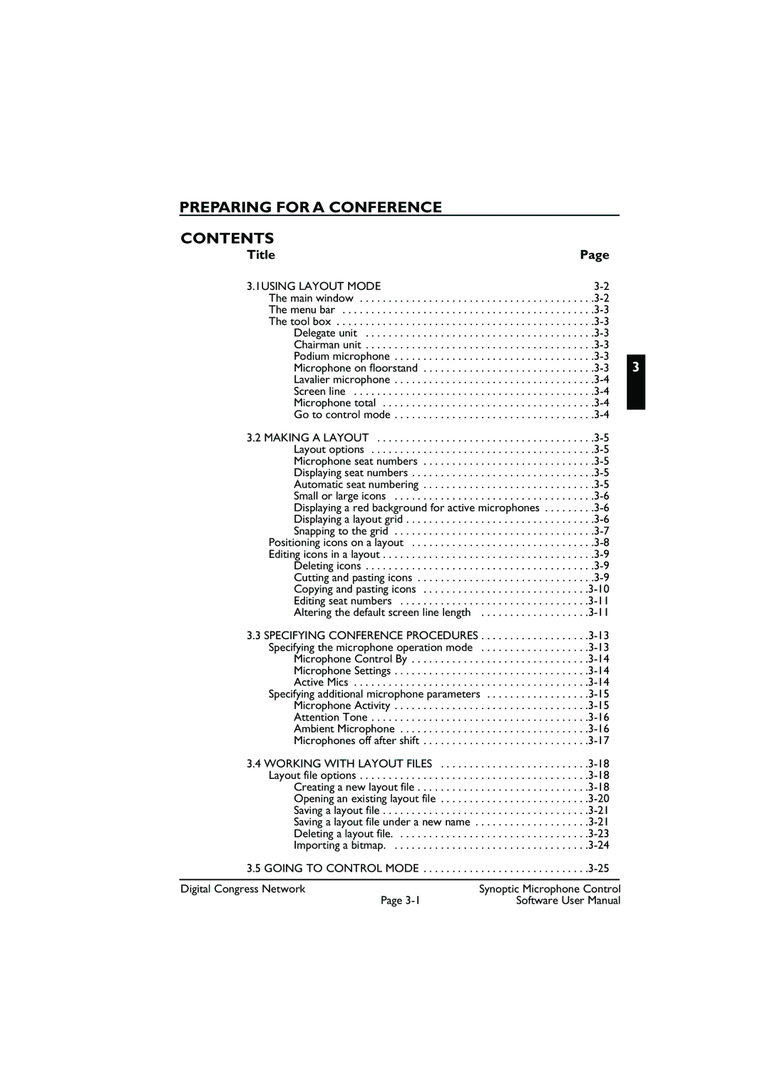 Bosch Appliances DCN Synoptic Microphone Control user manual Preparing for a Conference Contents 