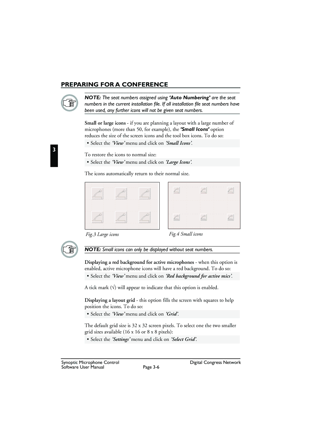 Bosch Appliances DCN Synoptic Microphone Control user manual Large icons 