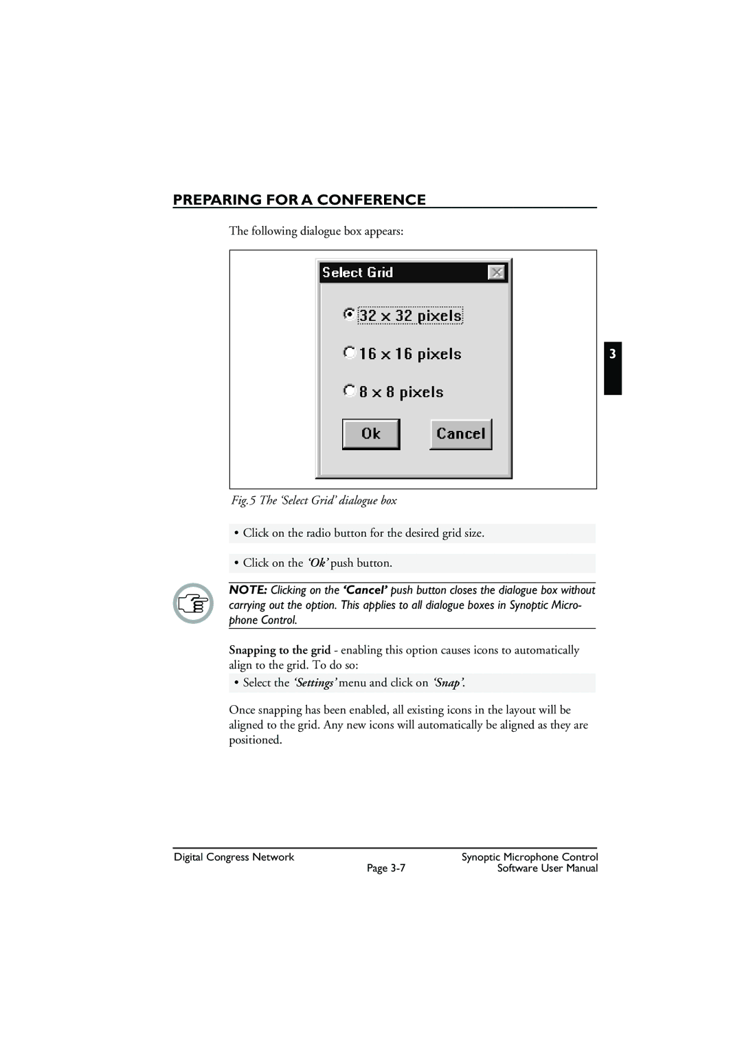 Bosch Appliances DCN Synoptic Microphone Control user manual ‘Select Grid’ dialogue box 