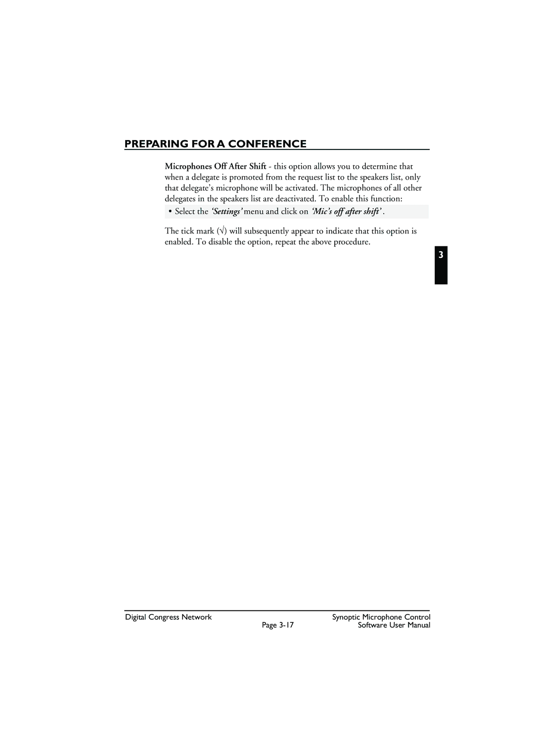 Bosch Appliances DCN Synoptic Microphone Control user manual Preparing for a Conference 