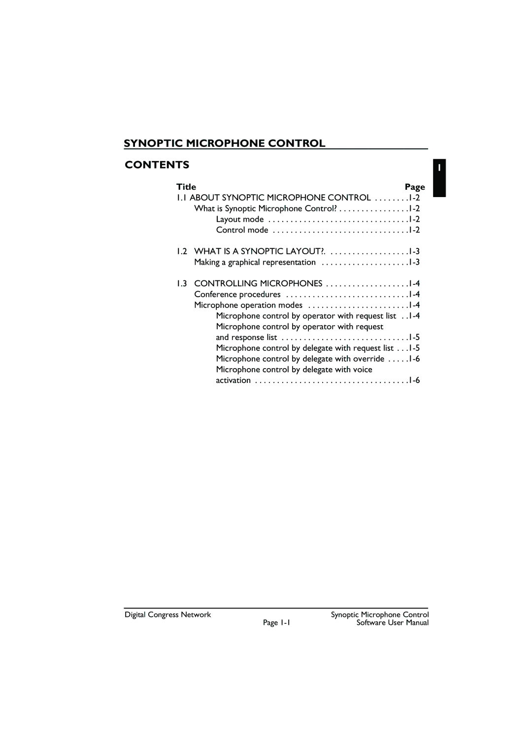 Bosch Appliances DCN Synoptic Microphone Control user manual Synoptic Microphone Control Contents 