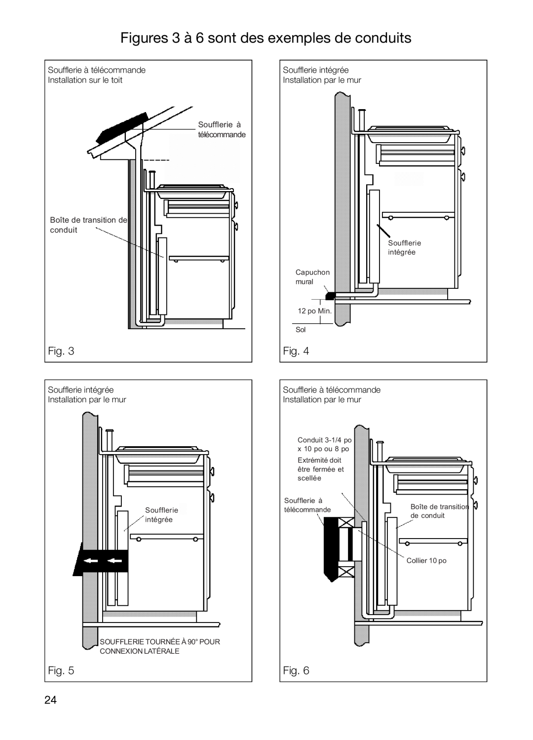 Bosch Appliances DHG6015DUC, DHG6023UC, DHG601DUC manual Figures 3 à 6 sont des exemples de conduits 