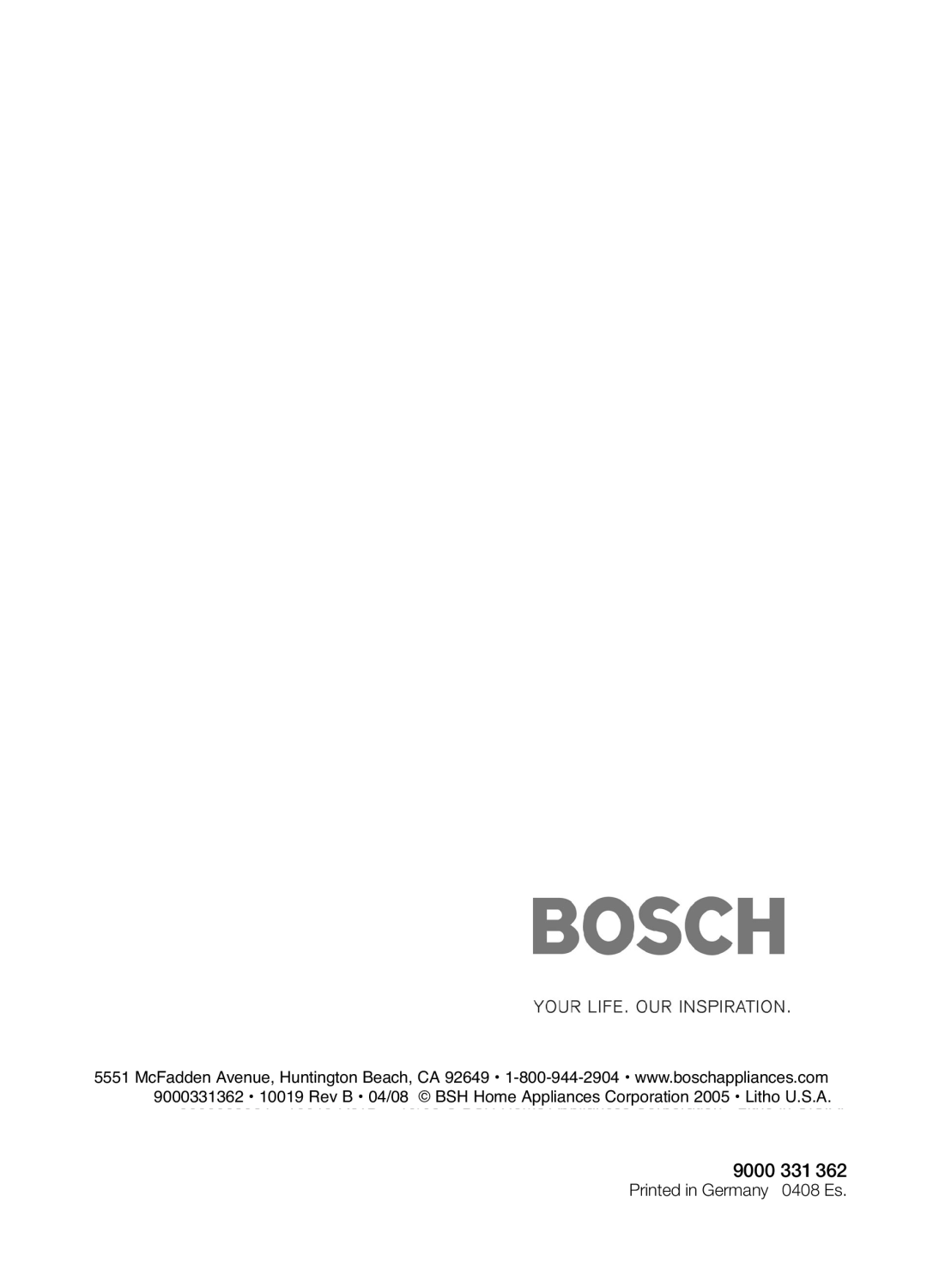 Bosch Appliances DHG601DUC, DHG6015DUC, DHG6023UC manual 