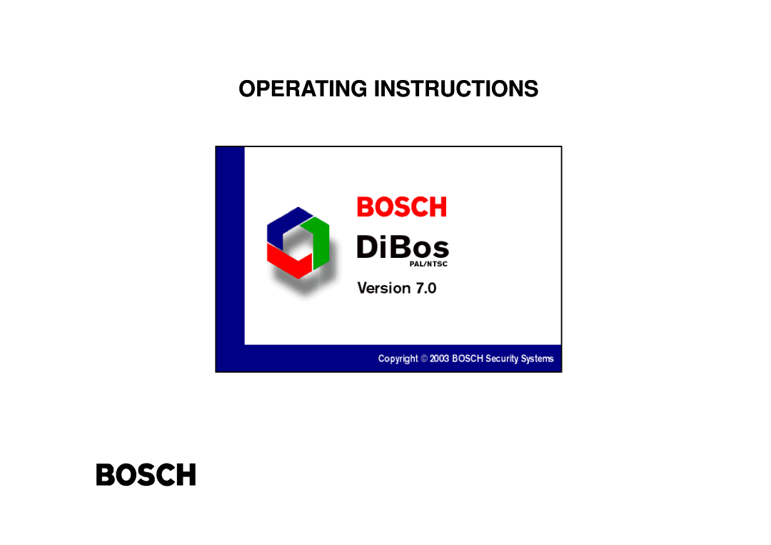 Bosch Appliances DiBos operating instructions Operating Instructions 