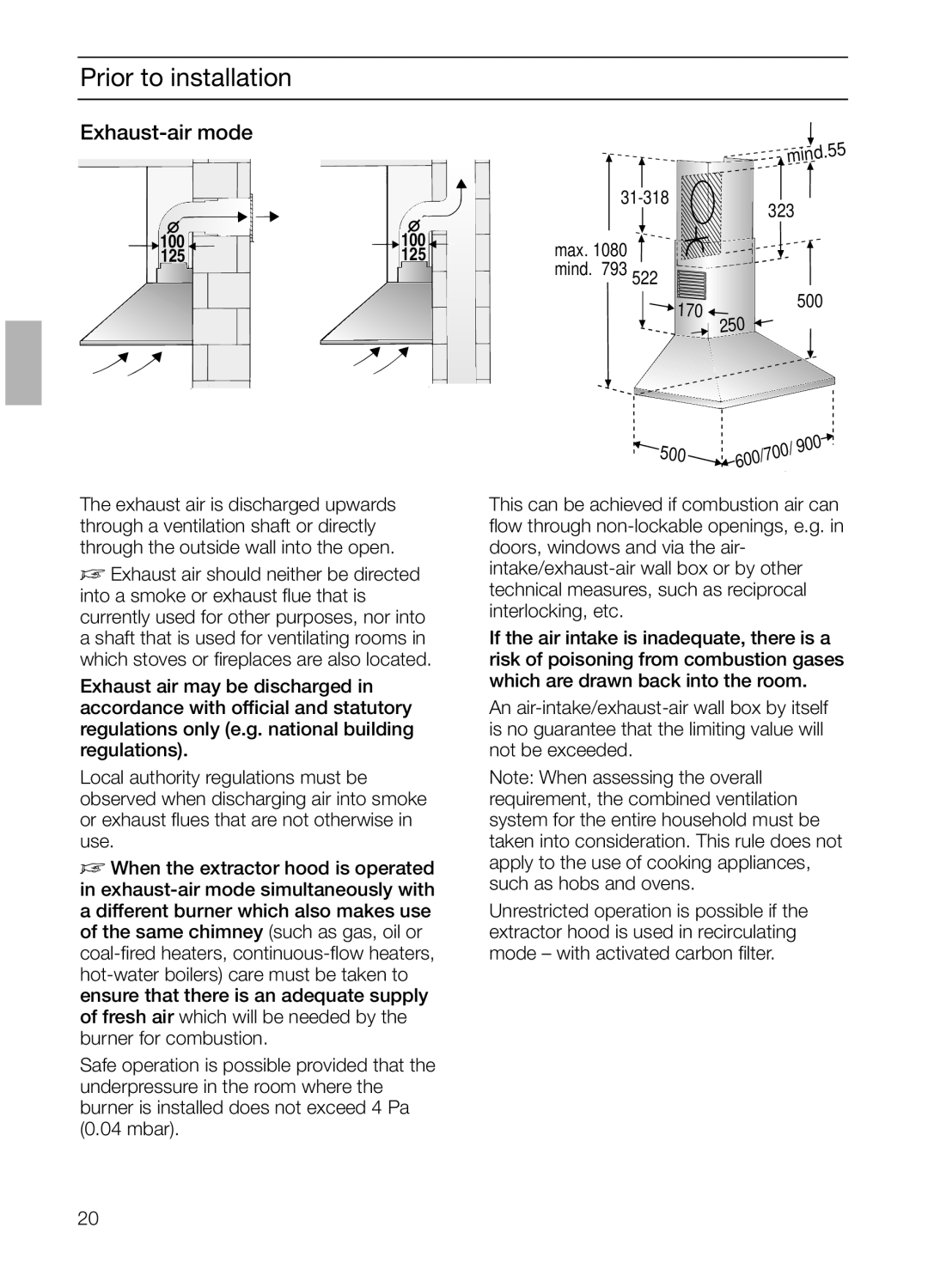 Bosch Appliances DKE 73, DKE 63 installation instructions Prior to installation, 31-318, mind, Exhaust-air mode 
