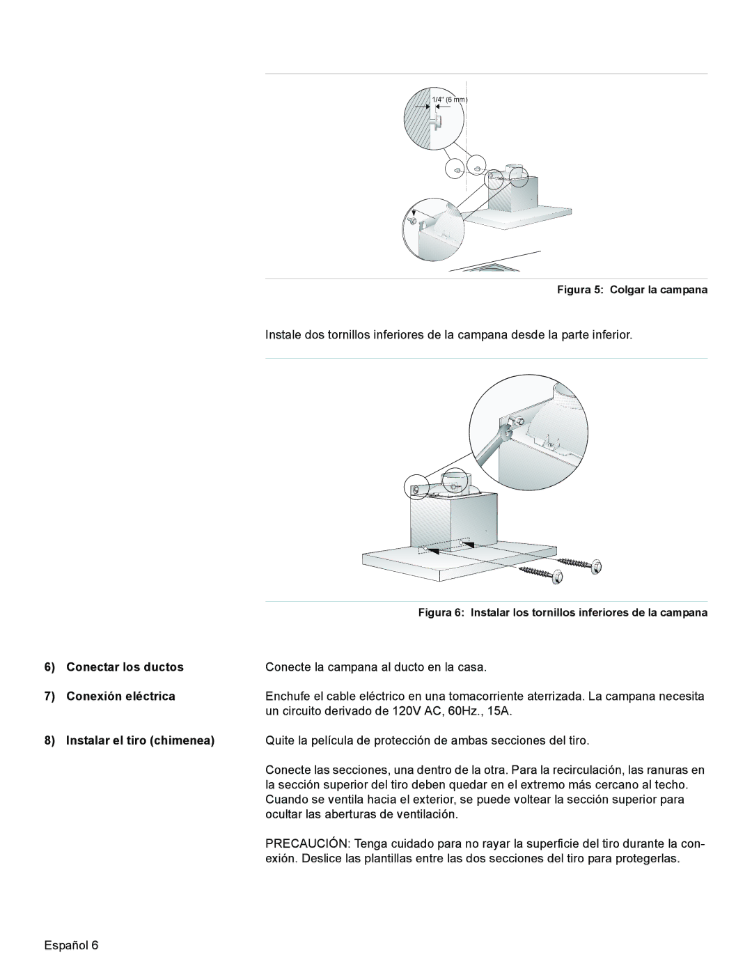 Bosch Appliances DKE94 installation manual Conectar los ductos, Conexión eléctrica, Instalar el tiro chimenea 