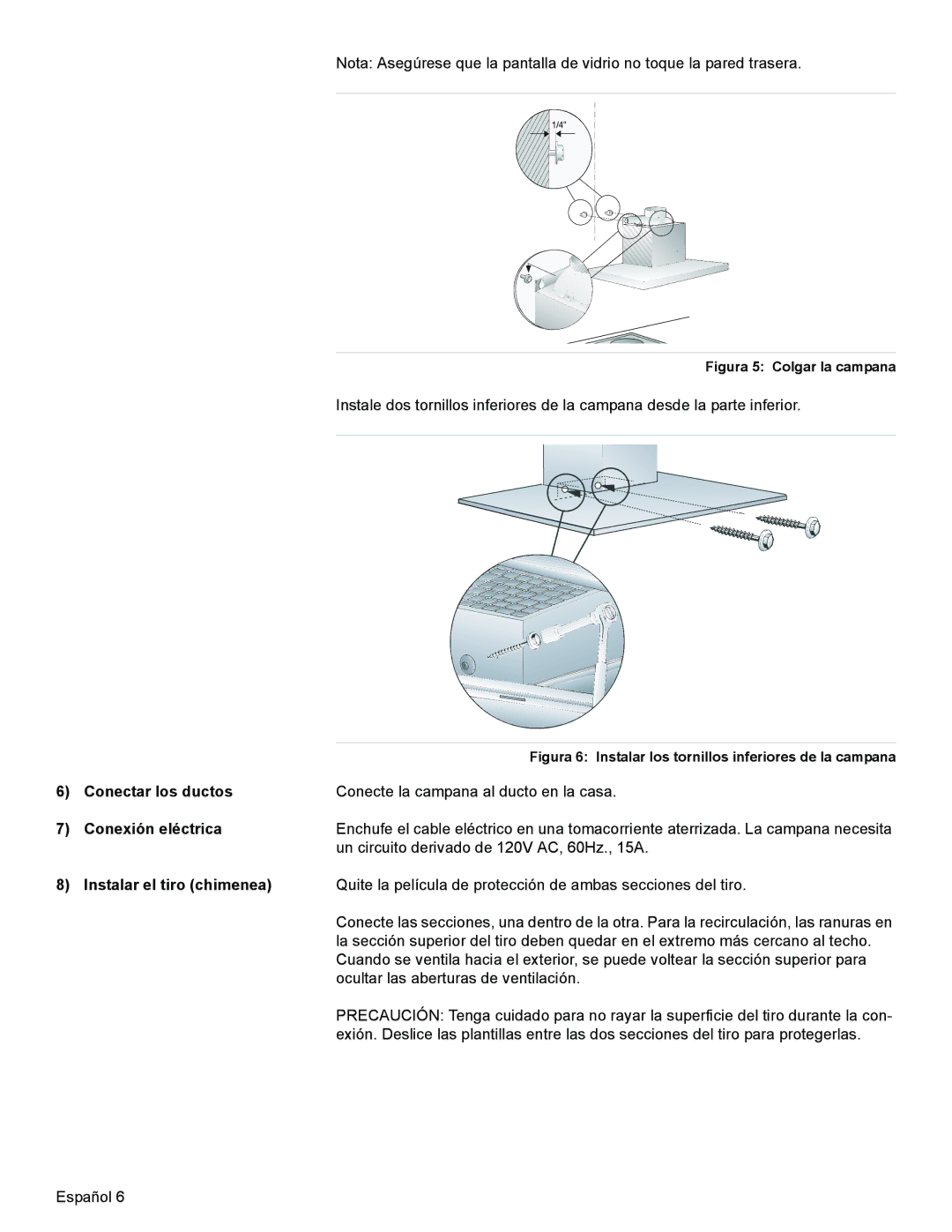 Bosch Appliances DKE96 installation manual Conectar los ductos, Conexión eléctrica, Instalar el tiro chimenea 