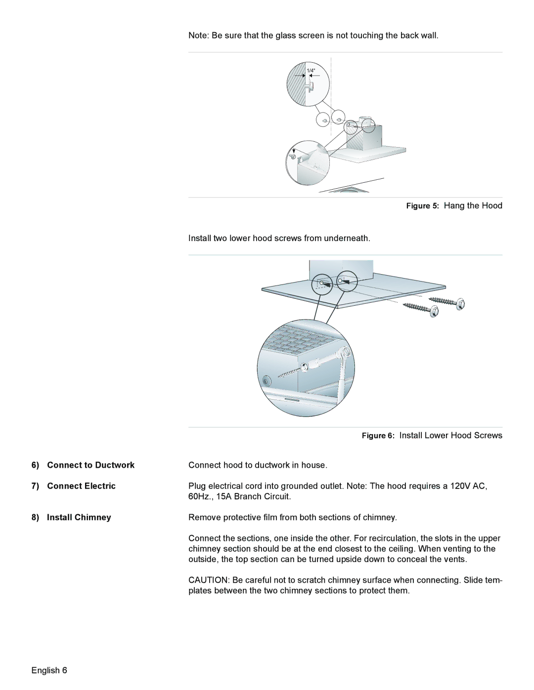 Bosch Appliances DKE96 installation manual Connect to Ductwork, Connect Electric, Install Chimney 