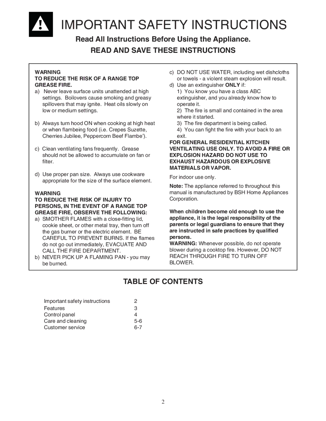 Bosch Appliances DPH30352UC manual Important Safety Instructions, Read All Instructions Before Using the Appliance 