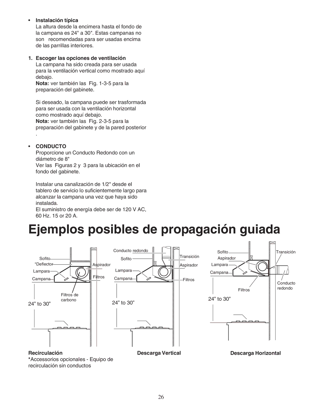 Bosch Appliances DPH36352UC installation manual Instalación típica, Escoger las opciones de ventilación, Conducto 