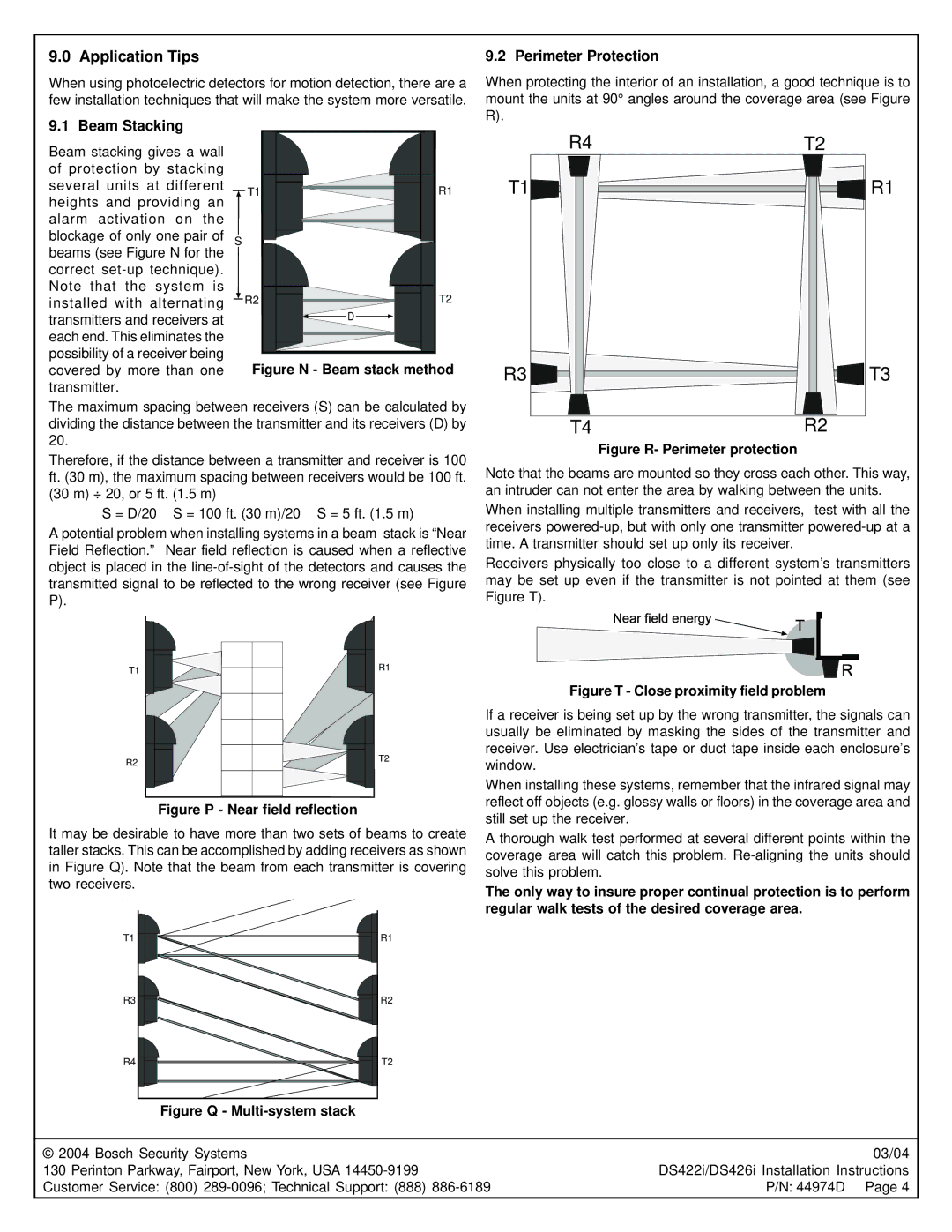 Bosch Appliances DS426I, DS422I installation instructions Application Tips, Perimeter Protection, Beam Stacking 