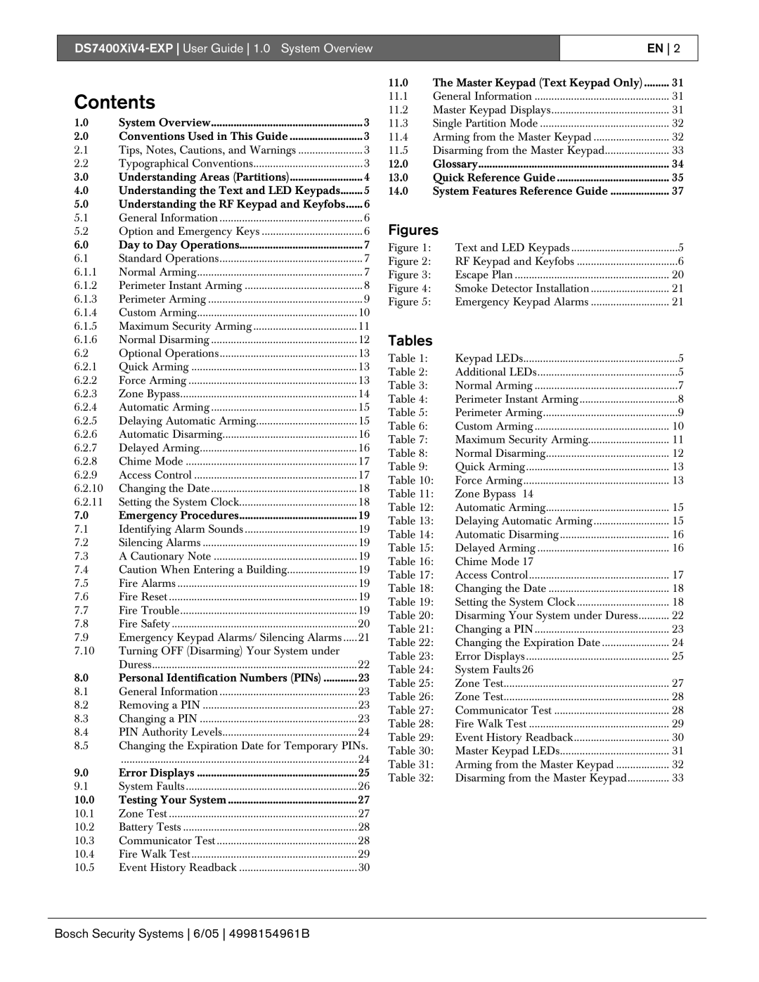 Bosch Appliances DS7400XIV4-EXP manual Contents 