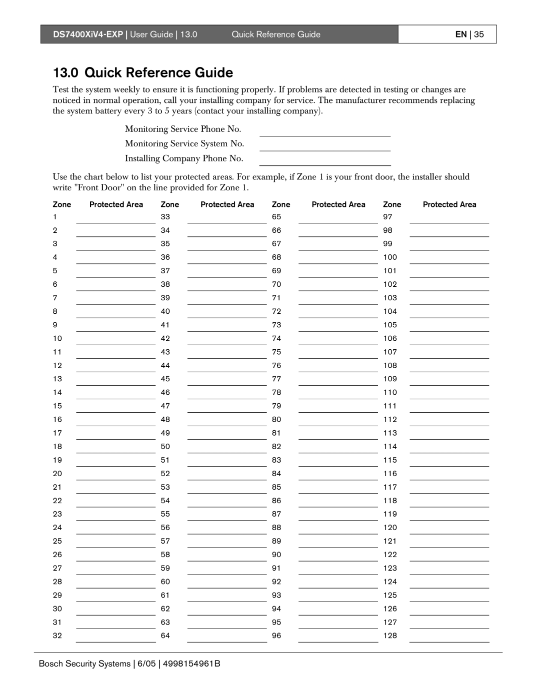 Bosch Appliances DS7400XIV4-EXP manual Quick Reference Guide 