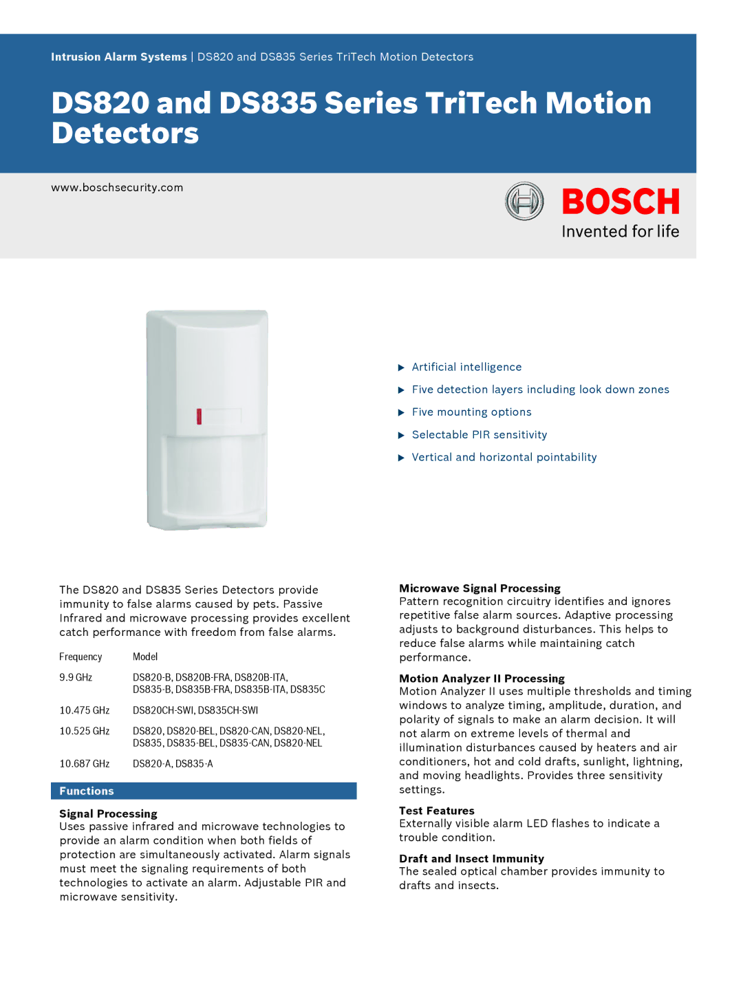 Bosch Appliances DS820 manual Functions 