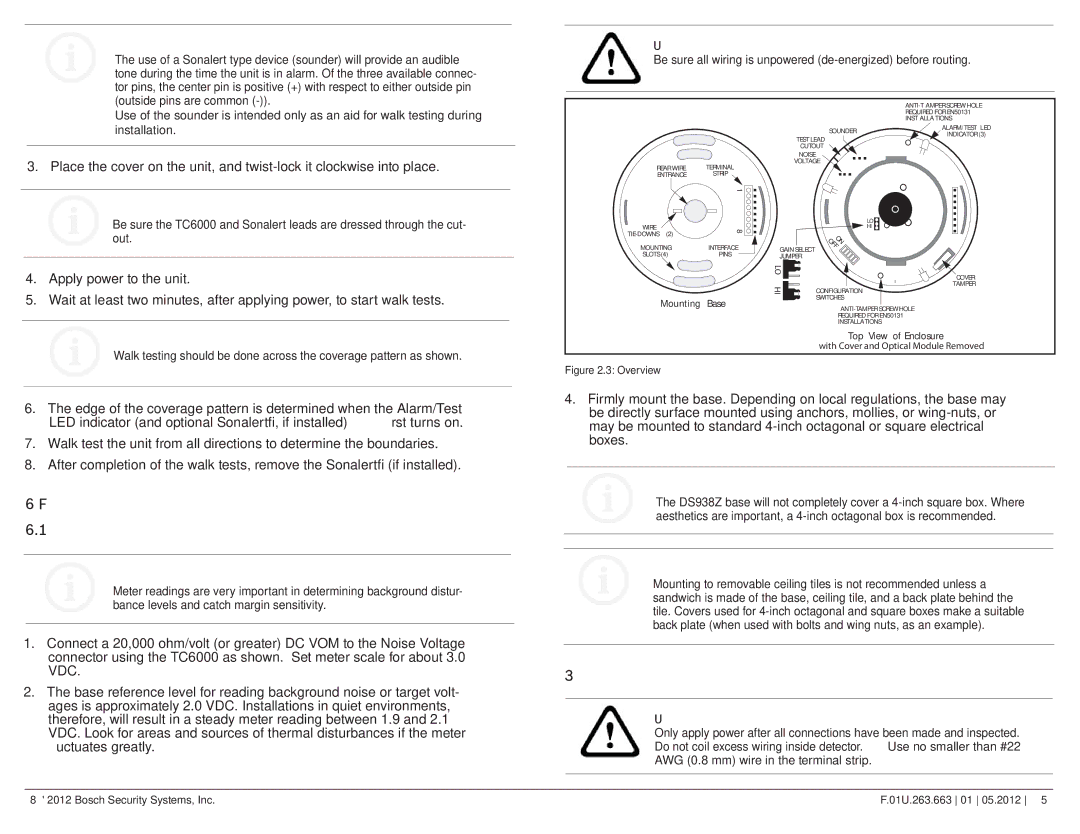 Bosch Appliances DS938Z manual Final Tests Noise Measurement, Wiring 