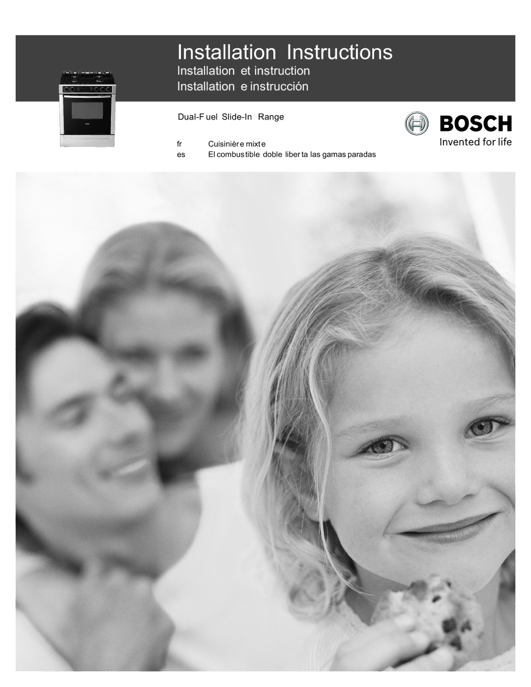 Bosch Appliances Dual-Fuel Slide-In Range installation instructions Installation Instructions 