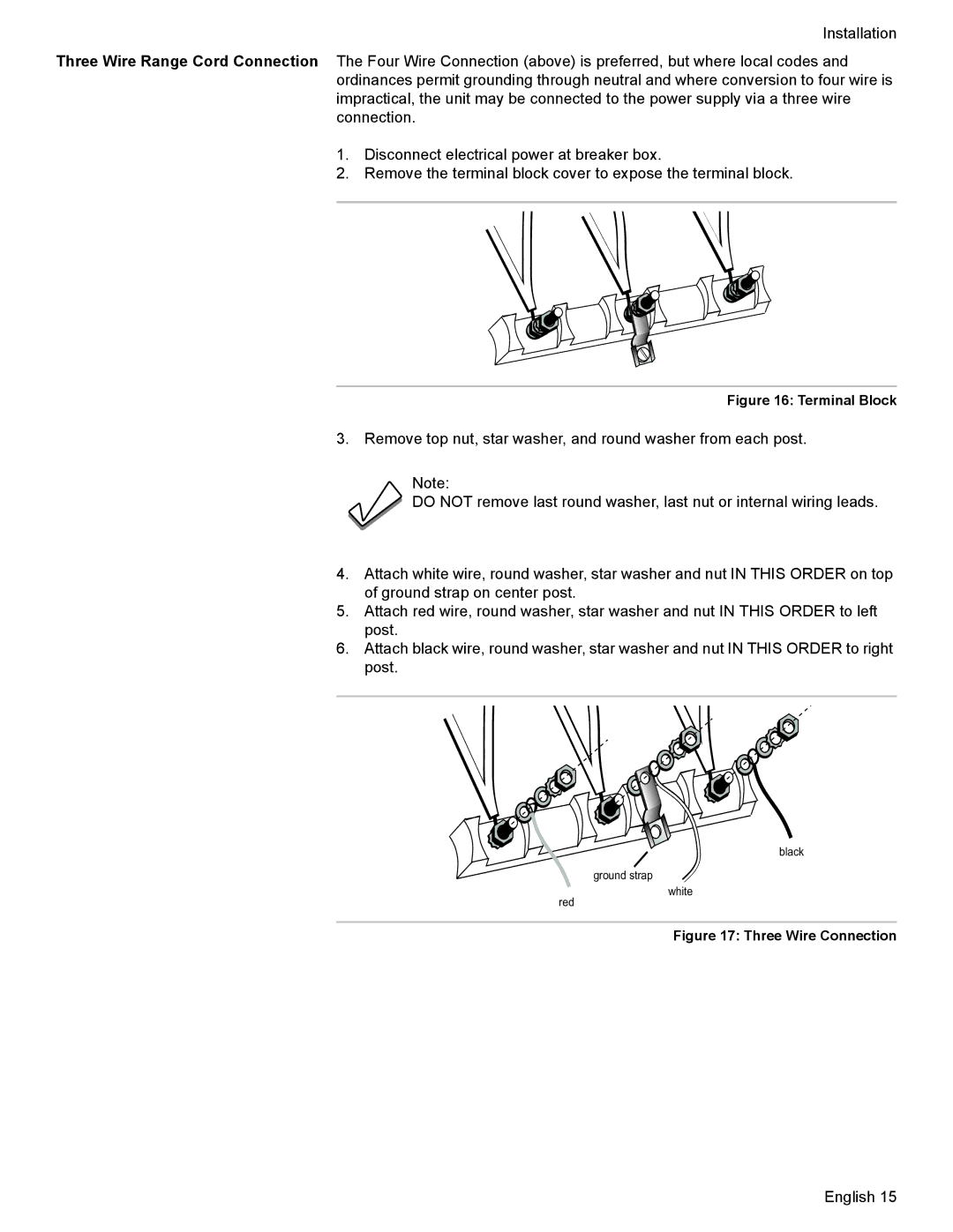 Bosch Appliances Dual-Fuel Slide-In Range installation instructions Terminal Block 