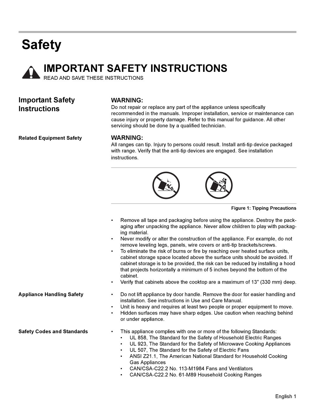 Bosch Appliances Dual-Fuel Slide-In Range Important Safety Instructions, Related Equipment Safety 