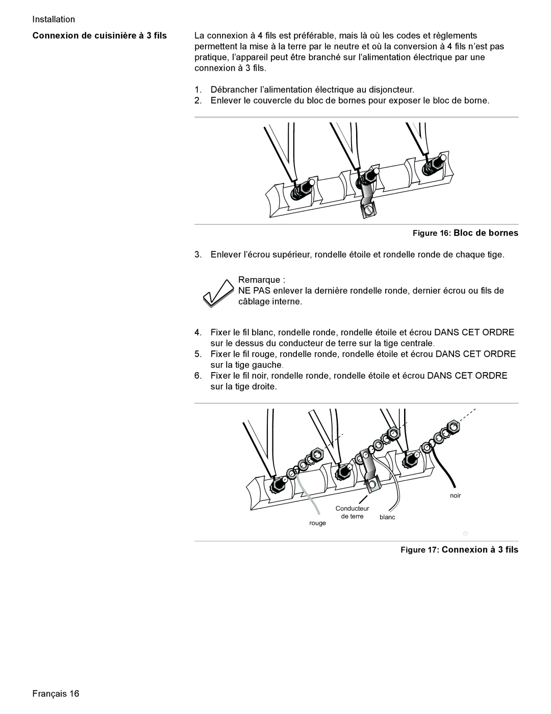 Bosch Appliances Dual-Fuel Slide-In Range installation instructions Bloc de bornes 