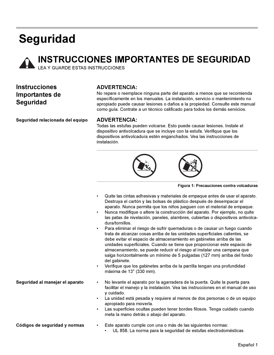 Bosch Appliances Dual-Fuel Slide-In Range Instrucciones Importantes de Seguridad, Seguridad relacionada del equipo 