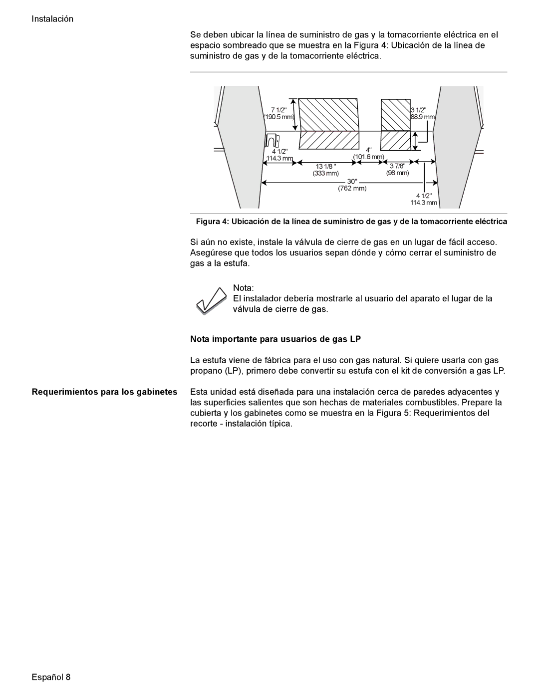 Bosch Appliances Dual-Fuel Slide-In Range installation instructions Nota importante para usuarios de gas LP 