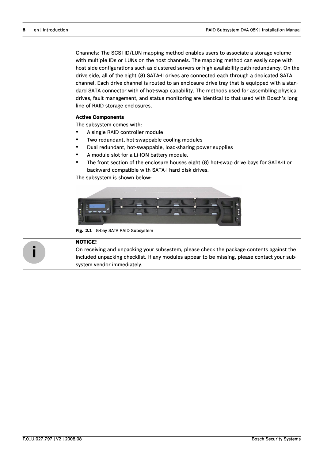 Bosch Appliances DVA-08K manual Active Components 