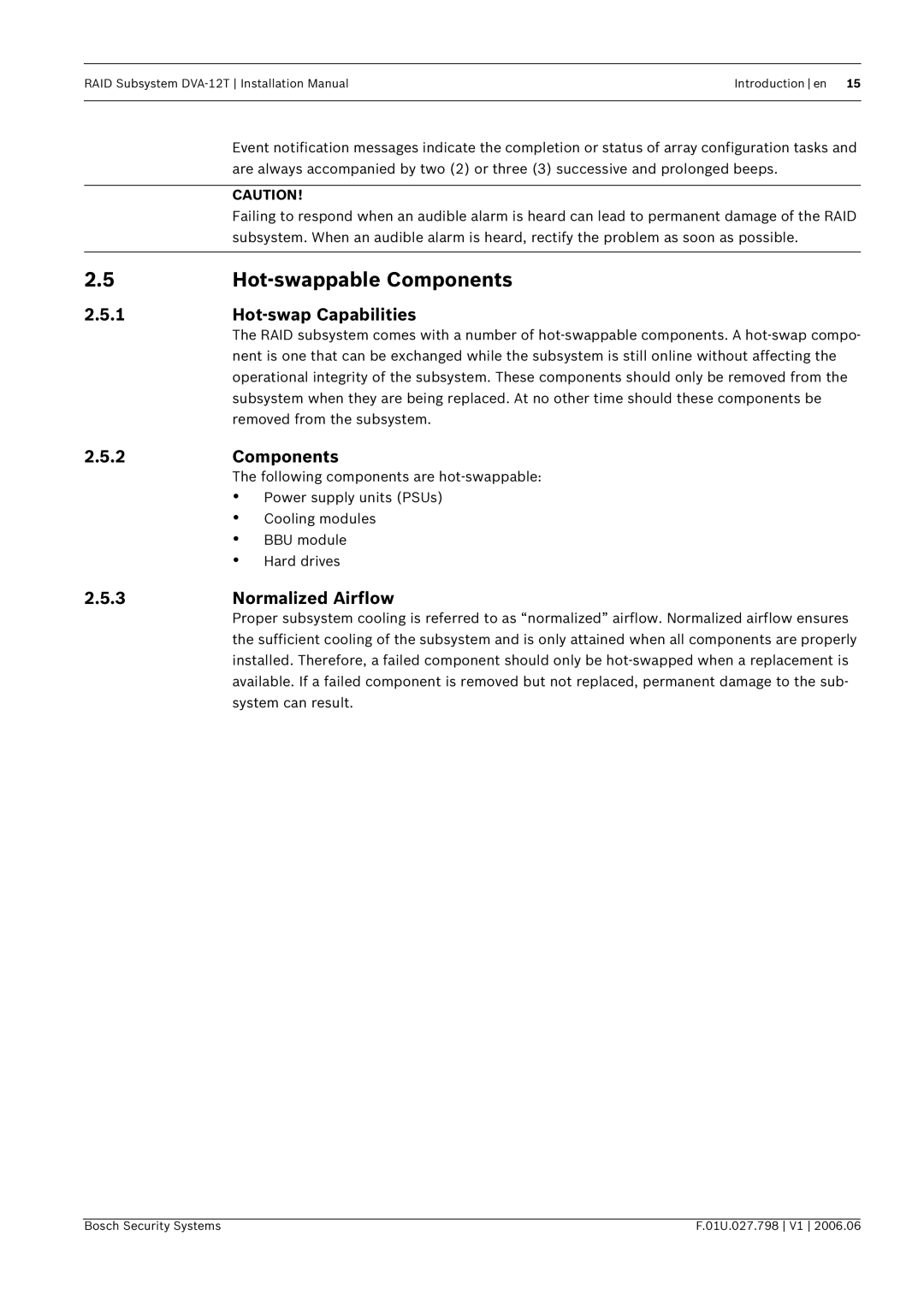 Bosch Appliances DVA-12T installation manual Hot-swappable Components, Hot-swap Capabilities, Normalized Airflow 