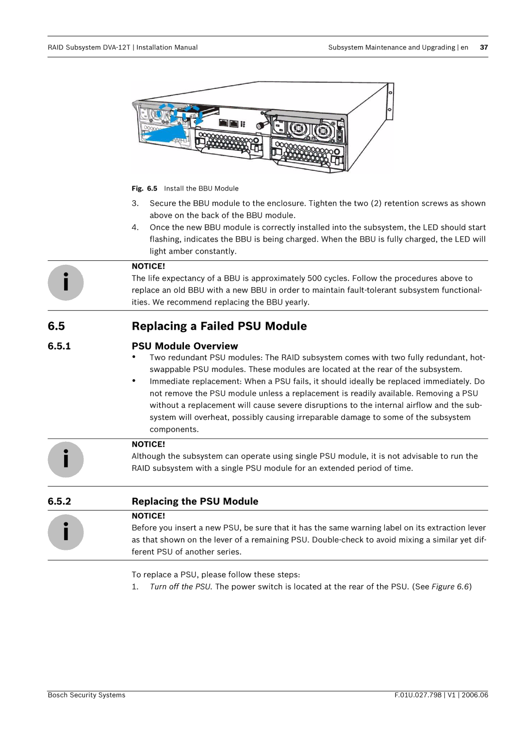 Bosch Appliances DVA-12T installation manual Replacing a Failed PSU Module, PSU Module Overview, Replacing the PSU Module 