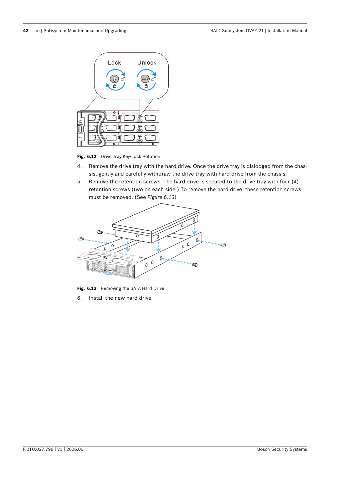 Bosch Appliances DVA-12T installation manual Install the new hard drive 