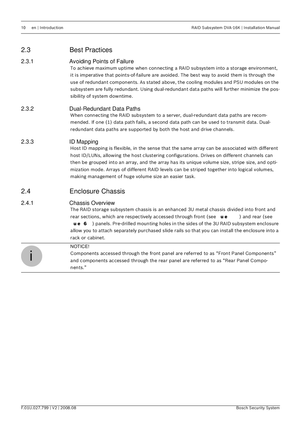 Bosch Appliances DVA-16K installation manual Best Practices, Enclosure Chassis 