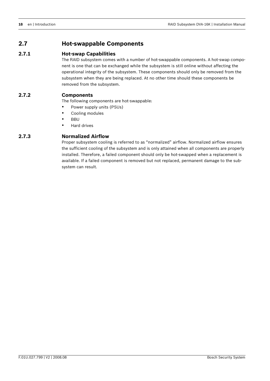 Bosch Appliances DVA-16K installation manual Hot-swappable Components, Hot-swap Capabilities, Normalized Airflow 