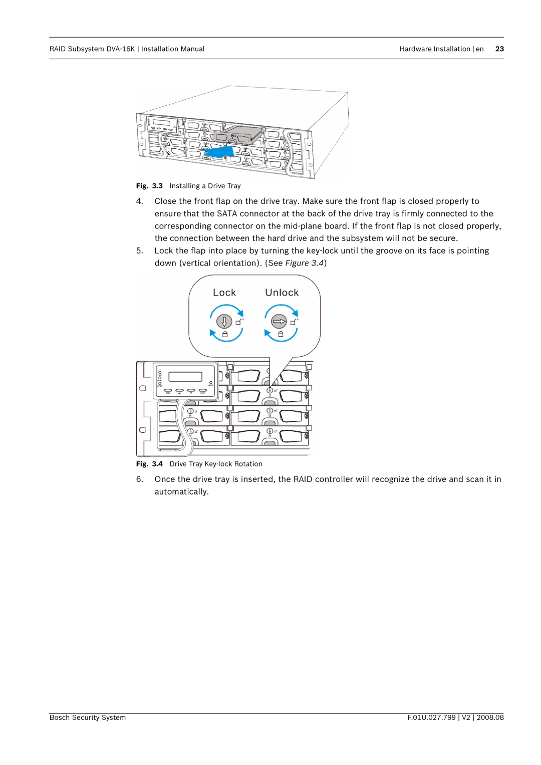 Bosch Appliances DVA-16K installation manual Installing a Drive Tray 