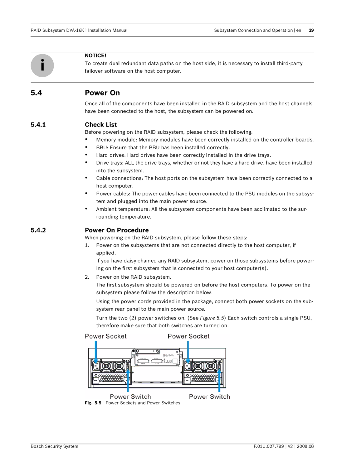 Bosch Appliances DVA-16K installation manual Check List, Power On Procedure 