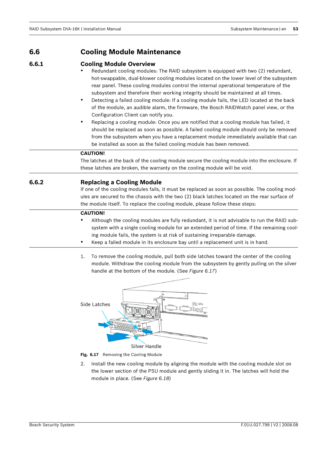 Bosch Appliances DVA-16K Cooling Module Maintenance, Cooling Module Overview, Replacing a Cooling Module 