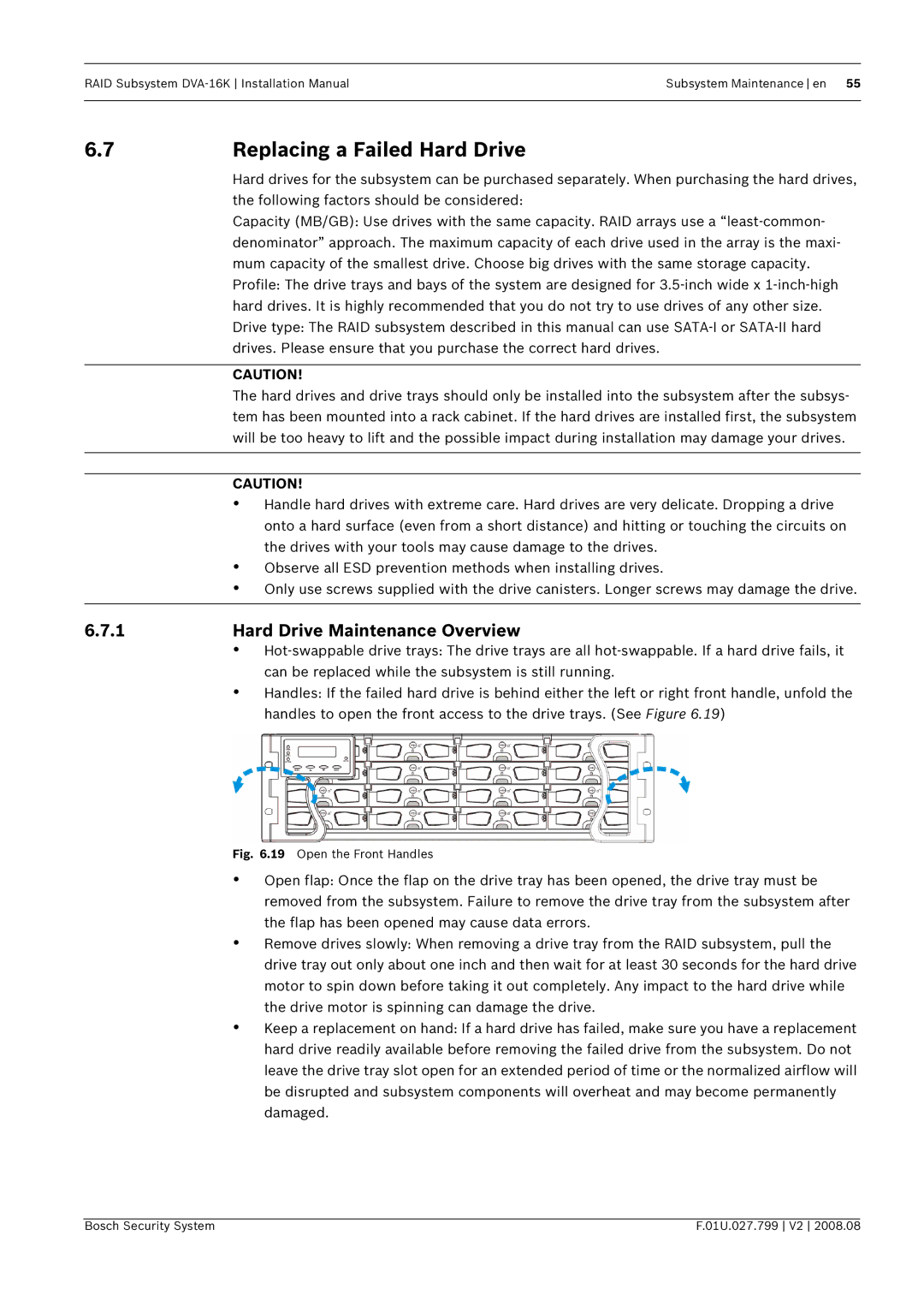 Bosch Appliances DVA-16K installation manual 7Replacing a Failed Hard Drive, Hard Drive Maintenance Overview 