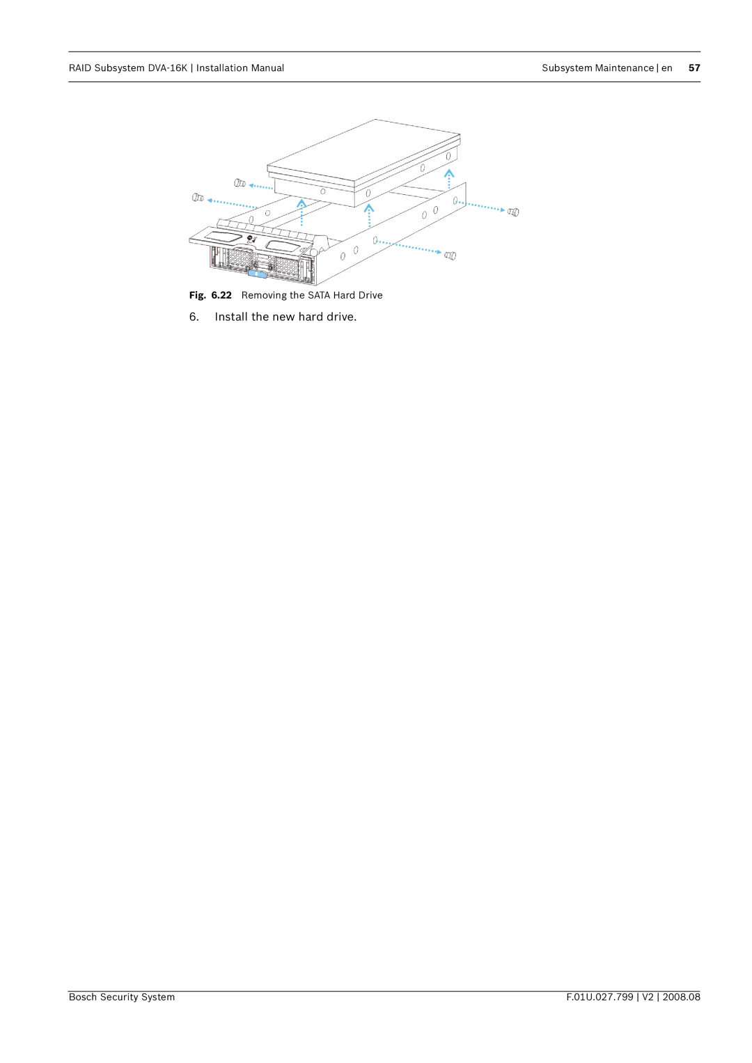 Bosch Appliances DVA-16K installation manual Install the new hard drive 