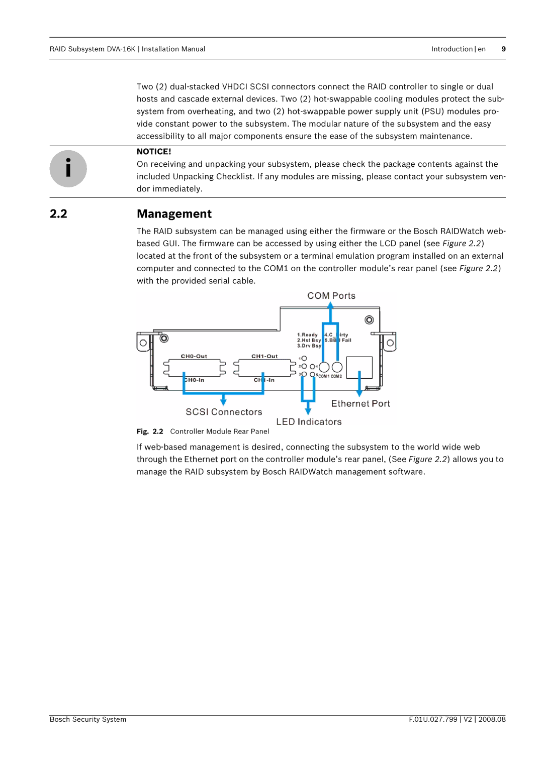 Bosch Appliances DVA-16K installation manual 2Management, Controller Module Rear Panel 