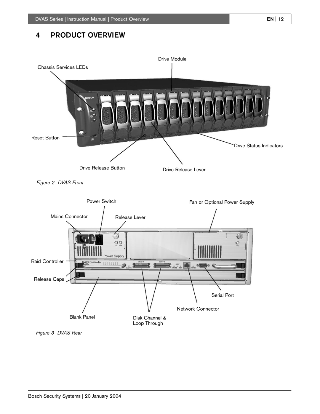 Bosch Appliances DVAS instruction manual Product Overview, Mains Connector Release Lever 